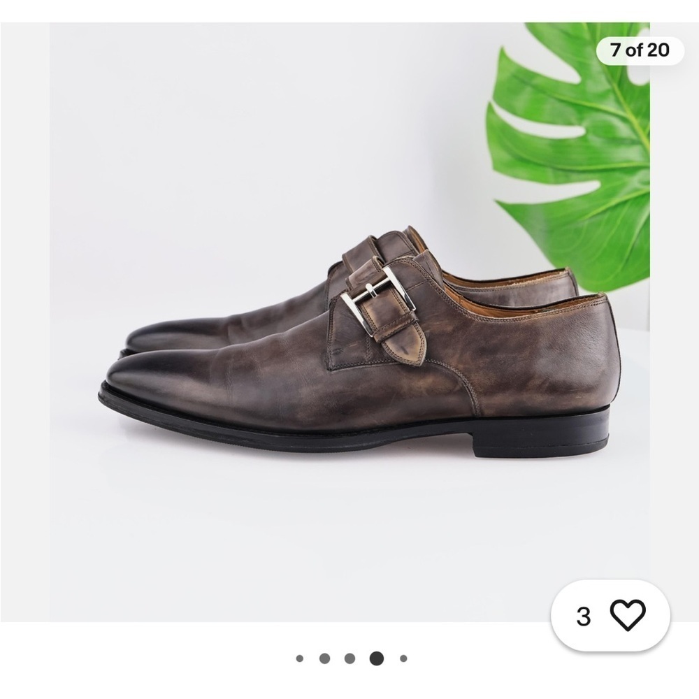 Magnanni Hand-Painted Brown Patina Single-Monk Strap Loafers